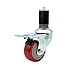 Stainless Steel Polyurethane Swivel Expanding Stem Caster w/3.5" x 1.25" Red Wheel and 1-5/8" Stem & Total Locking Brake - 300 lbs Capacity/Caster - Service Caster Brand