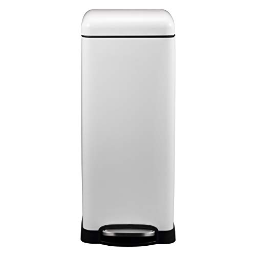 Mari Home Contenedor de Reciclaje | Cubo Basura 30L con Tapa Domo | para Dormitorio, Baño, Cocina, Jardín | Pedal y Cubo Interno | Blanco