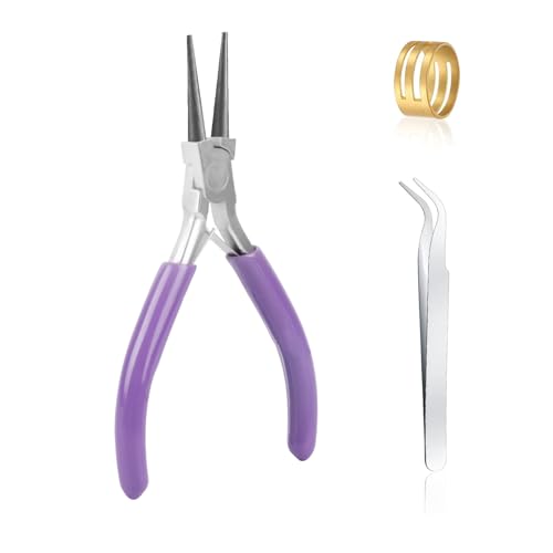 Schmuckzangen Set Nadelzange lange Spitzzange Kettenzange Drahtschneider Schmuckzange Bastelwerkzeuge für Perlen Schmuck Halskette Reparatur (Runden 1 teilig)