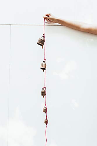 Handmade Christmas Boho Wall Hanging Decorative Bells for Garland, Dorm Nursery Bedroom Living Room Apartment Office, Decorative Wall Art Gift for Girls Mom, Gold (5 Bell)