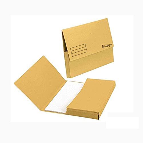 indigo® Premium - A4 - Document Wallet Half Flap 285gsm Capacity 32mm (Yellow, Pack of 50)