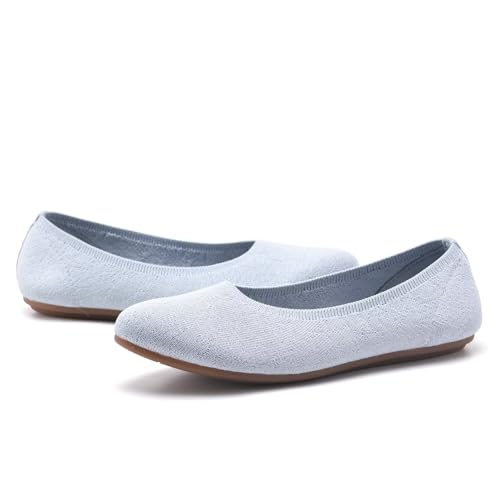 Image of Puxowe Women's Ballet Flats Breathable Knit Slip On Comfortable Round Toe Walking Shoes with Arch Support Insole for Work