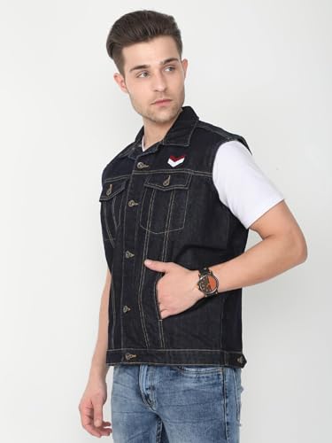 Image of VROJASS Denim Casual Half Sleeeves Men's Jacket Classy Winter Wear for Boy's(JX-OV1S-SFDQ)
