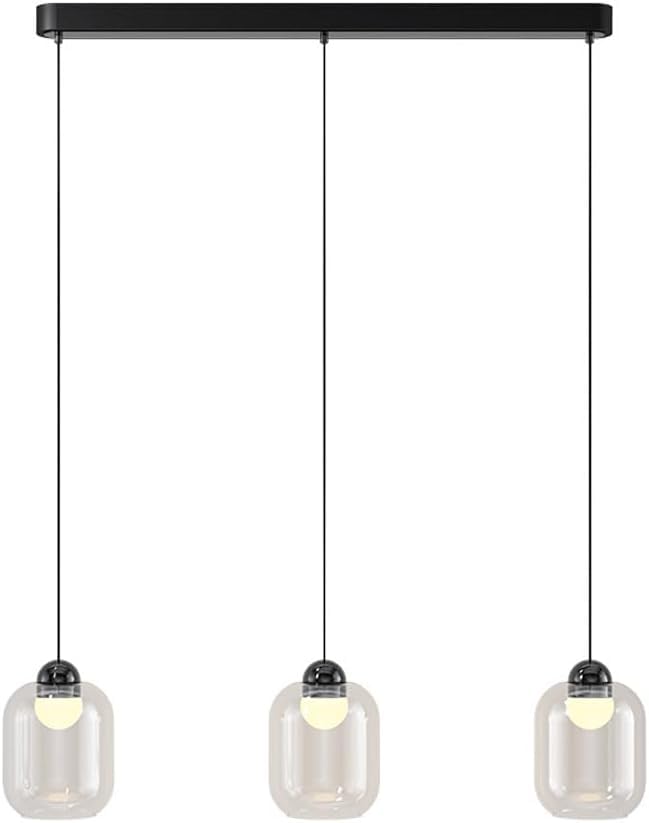 Lampe à suspension pour cuisine et salle à manger lustre verre noir vintage