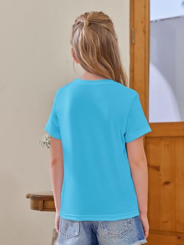 Image of Girls Short Sleeve T Shirts Kids Summer Tops Crewneck Tees 5-14 Years