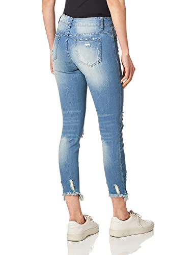 COVER GIRL Women's High Waisted Cute Ripped Patched Repair Blue Skinny Juniors3