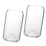 ELAYARD Vasos de Cerveza Decorativos de Vidrio Resistente al Calor 400 Ml Paquete de 2 Vasos Multifunción para Cócteles Jugos y Bebidas Frías Diseño Creativo Tipo Lata para Hogar y