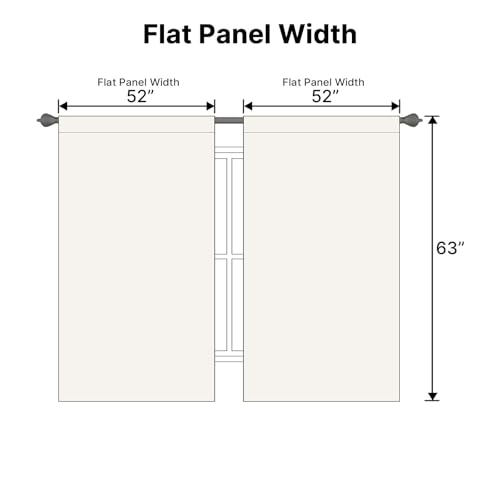 Image of H.VERSAILTEX Light Reducing Curtains Thermal Insulated Window Treatment Panels Room Darkening Privacy Assured Drapes for Living Room Back Tab /Rod Pocket Bedroom Drapes 2 Panels, Ivory - 52 x 63 Inch