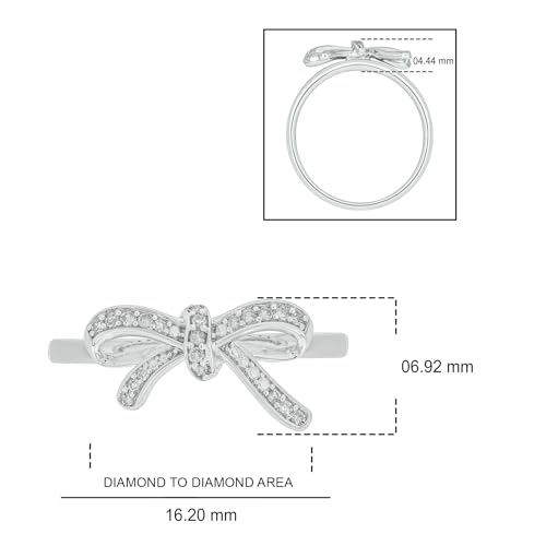 Cali Trove 1/10 CT Natural Diamond Ribbon Bow Rings for Women |14KT & 18KT Gold Vermeil 925 Sterling Silver | Gifts for Women | Promise Ring Gift for Her in White Yellow or Pink Gold3