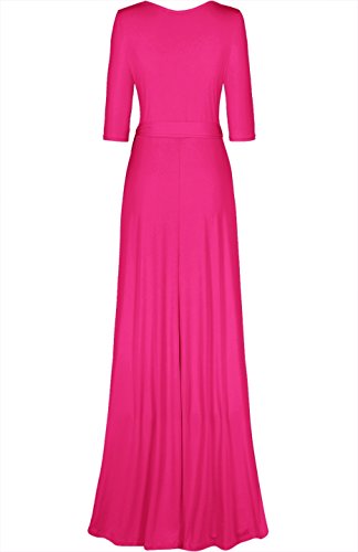 Image of Women's 3 /4 Sleeve Deep V-Neck Maxi Faux Wrap Solid Plus Size Dress
