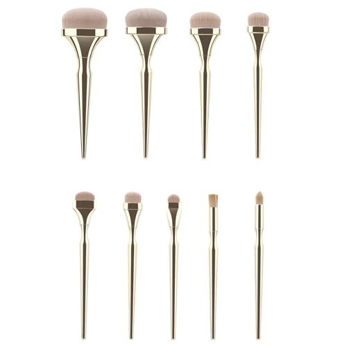 Essential - Juego de 9 brochas de maquillaje con cerdas sintéticas suaves, brochas de belleza profesionales para uso diario