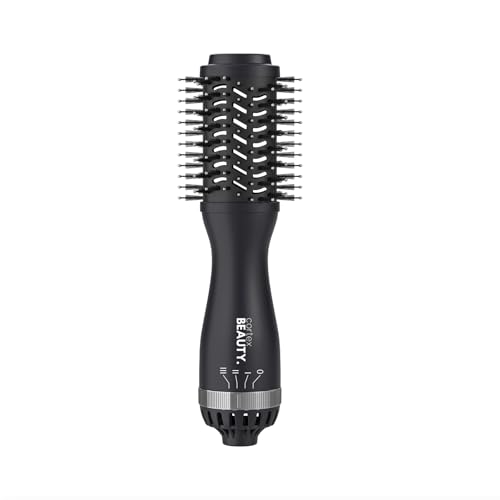 Cortex Beauty Mini Blowout Brush – Compact Hot Air Brush for Voluminous Hair – Lightweight Blow Dryer Brush with 360° Airflow, Oval Barrel & Multiple Heat Settings for Salon-Quality Styling - (Black)