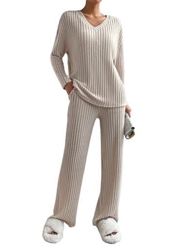 CheChury Pigiama Donna Lungo Invernale Pigiama da Donna Cotone Leggero con Girocollo Pigiama 2 Pezzi Donna Pantaloni con Tasca Sciolto Accogliente Pigiama da Notte Pigiami Casual da Casa Loungewear CheChury Pigiama Donna Lungo Invernale Pigiama da Donna Cotone Leggero con Girocollo Pigiama 2 Pezzi Donna Pantaloni con Tasca Sciolto Accogliente Pigiama da Notte Pigiami Casual da Casa Loungewear