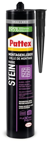 Pattex Montage Stein, starker Montagekleber für Stein, Naturstein und Steinwerkstoffe, Baukleber für alle Materialien*, elastischer Steinkleber für innen und außen**, 1x420g Pattex Montage Stein, starker Montagekleber für Stein, Naturstein und Steinwerkstoffe, Baukleber für alle Materialien*, elastischer Steinkleber für innen und außen**, 1x420g