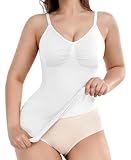 Werena Shapewear Tank Tops for Women Seamless Tummy Control Body Shaper Cami Compression Camisole Tank Top with Built-in Bra (White,XL)