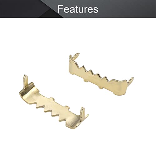 Image of MroMax 100PCS No Nail Sawtooth Picture Hangers 1.02 inch Nailess Zinc Plated for Hard and Soft Wood Frames Hanging Gold