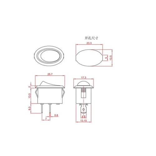 Interrupteur de forme bateau pour lampe et petit électroménager noir - 4