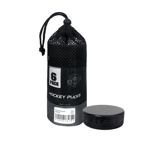 EALER Ice Hockey Pucks (6Pack) Official Regulation 3 Diameter 1 Thick 6oz Junior Lightweight Senior & Heavyweight Training Pucks for Practice & Classic Play
