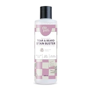 Tip Tail Dog Tear & Beard Stain Buster – Removes Tear and Saliva Stains, Cleans Wrinkles and Folds, Reduces Discolouration, Gentle Formula for Around the Eyes, Suitable for Dogs over 12 weeks (250 ml)