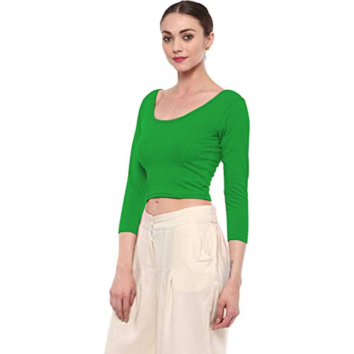 Image of Fressia Fabrics Women's Cotton Readymade Saree Blouse Stretchable Crop Top Choli Bustier Top