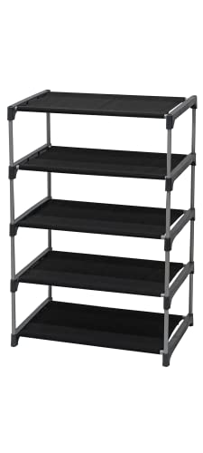 Image of Multi Utility 4 Layer Shelf Collapsible Metal Pipes with Non-Woven 100GSM Fabric Cover for Shoe /Cloth /Toy /Books Rack (Dark Blue, Metal)