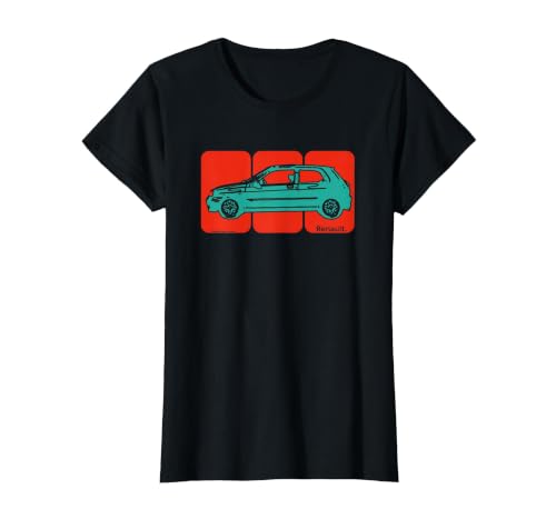 Renault Clio Classic Hatchback Car T-Shirt, Women, Black, XX-Large