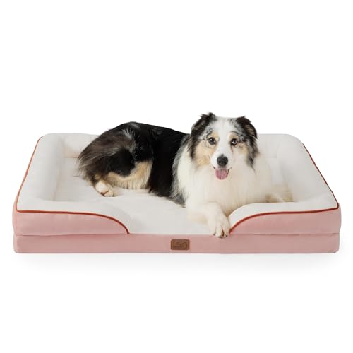 Image of Bedsure XL Orthopedic Dog Bed for Extra Large Dogs - Washable XLarge Dog Cat Bed Waterproof, Comfort Dogs Couch Sofa with Washable Removable Cover, Pet Bed with Nonskid Bottom, Pink, 42 inch