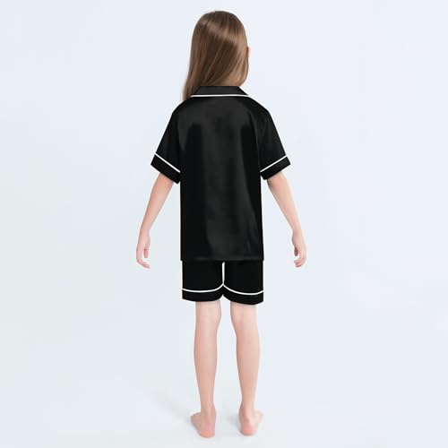 Weixinbuy Girls Pajamas Satin Pajama Set for Girls 2Pcs Silky Pjs Sleepwear Short Sleeve Button Down PJ Set Gifts for Kids3