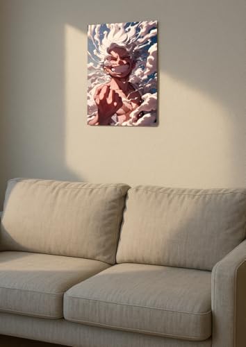 Image of NIJUKA Anime Printed A4 Size Metal sheet Poster For Home And Room Decoration | For Anime Art Fans Boys And Girls (Luffy New Look Power)