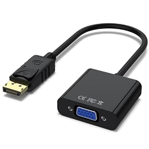 YLK DisplayPort auf VGA Adapter 1080P (Stecker auf Buchse), kompatibel mit Lenovo, Dell, HP, ASUS, PC, Screen, Projektor (schwarz)