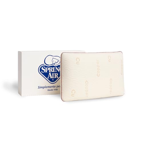 La mejor comparación de Spring air almohadas que puedes comprar esta semana. 47 Spring Air Almohada Bio Copper | Almohada Memory Foam Firmeza Media | Almohada Antimicrobiana, Hipoalergénica y Transpirable | Alineación Perfecta Cuello y Hombros | Funda...
