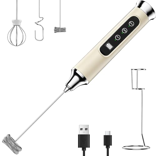 YUSWKO Milk Frother Wand for Coffee with Stand, Coffee Frother Handheld