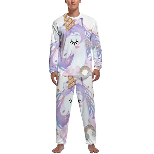 Pijama homme haut et bas Licorne Fantastique ensemble complet en coton pour nuit paisible