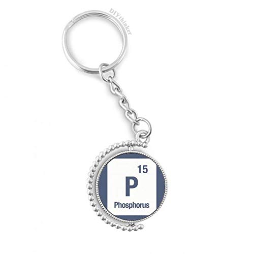 Anneau rotatif phosphore élément chimique porte-clés multicolore 1,2x3,5 pouces
