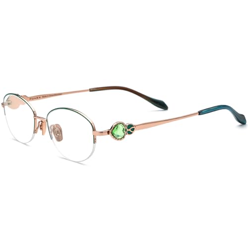 Image of FONEX Titanium Glasses Frame,Rimless Frameless Luxury Diamond Optical Eyeglasses for Women