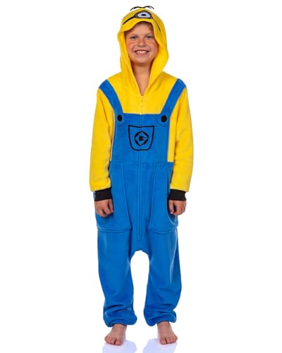 Minions Jungen Kigurumi Union Anzug – Stuart & Kevin Designs – Superweicher Fleece-Minion-Pyjama mit gestickten Details, Stuart, 8