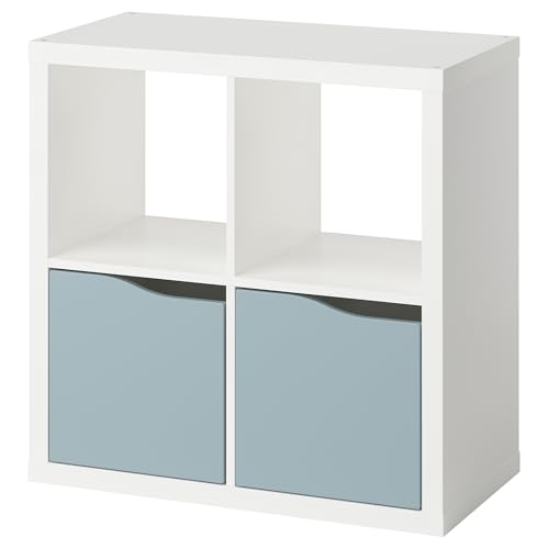 ProTuning KALLAX Shelving unit, with 2 doors white/light grey-blue wave shaped, 77x77 cm