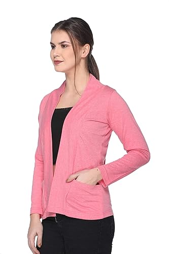 Image of In Love Women's Cotton Blend Front Open Shrug with Pockets | Cotton fabric - lightweight front-open shrug for summer layering