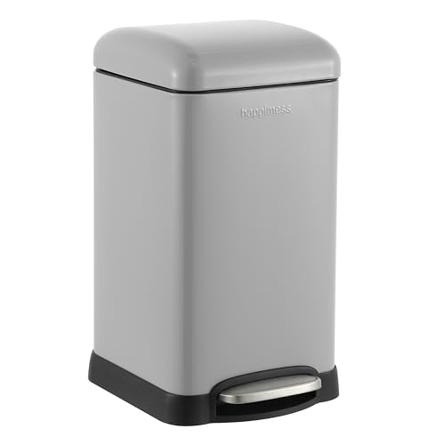 Image of happimess Betty Retro Mini 3.2 Gal Step Trash Can, Gloss Gray