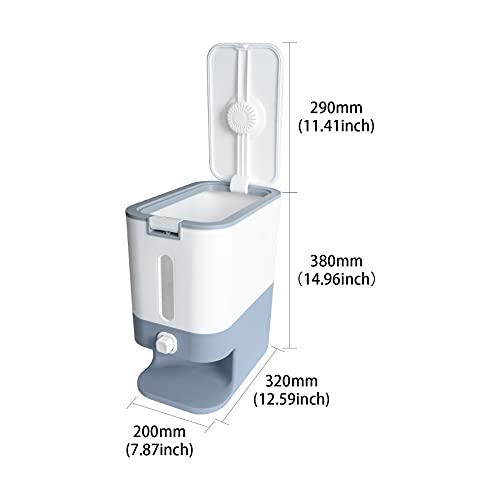 Begino Rice Storage Container 23lb Large Automatic Food Dispenser Household Rice Bucket Food Grain Corn Soybean Storage Bin for Home Kitchen Grey - Thumbnail 6