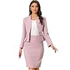 Allegra K Business Suit Sets for Women’s 2 Piece Outfits Collarless Peplum Blazer Formal Pencil Skirt Suit