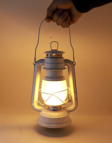 YAKii Energy Saving Hurricane Lamp, Flame Effect, Warm White, Ultra Bright, Battery Operated Camping Lantern, Metal, (White) - Image 5