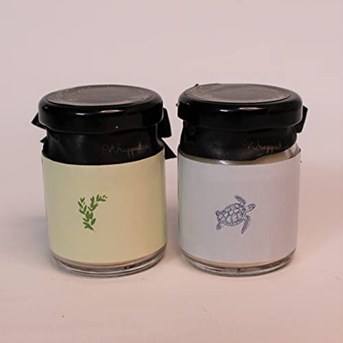 Wrapped up Love Mini Scented Candles (Marine Melody And Peppermint Eucalyptus)- Pack Of 2, 15+ Hours Burn Time, Black Soot Free, Glass