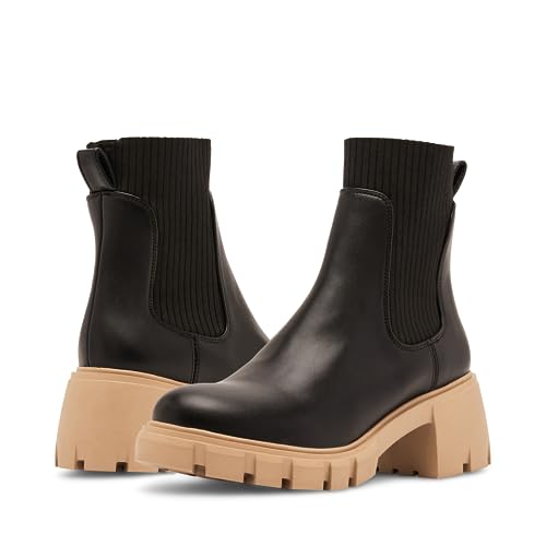 Steve Madden Women's Hayle Ankle Boot, Black Tan, 10
