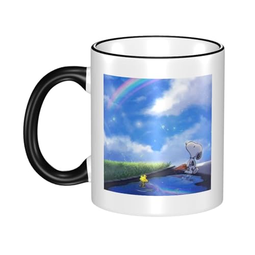 スヌーピー マグカップ 保温・保冷 電子レンジ対応 コーヒーカップ 陶器 セラミック 耐高温 軽量 個性人気 誕生日プレゼント大容量 Black