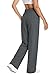Casual Cotton High Waist Straight Leg Ladies Pants, Stretchy Tall Loose Fit Daily Fashion Drawstring Plus Size Gray Sweatpants Women, Dark Gray S