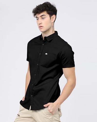 Image of BRUCEWANE Men's 100% Cotton Half Sleeve Shirt