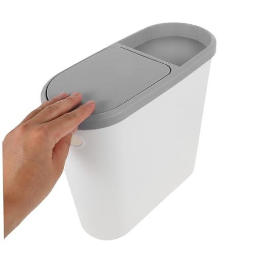 Caneca de basura rectangular con tapa blanca para baño y cocina miniatura 4