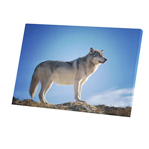 Tableau loup déco murale pour relooker un salon terne 45x30