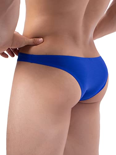 Ikingsky Men's Cheeky Bikini Underwear Sexy Mid Coverage Back Briefs Stretch Striped Under Panties For Men (Medium, 6 Pack) #TOP2